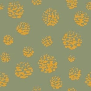 Field of Yellow Dandelions on Olive Green Color