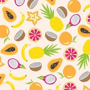 Ditsy Tropical Party Mix - Ivory Background