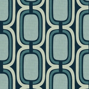 Retro Chain LINEN Texture - Large - Teal