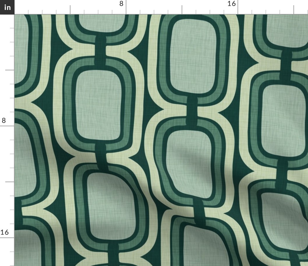 Retro Chain LINEN Texture - Large - Green