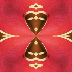 Brown Triangles on a Red Background Form a Chocolate Cherry Hourglass (large) (0592)