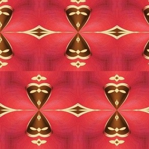 Brown Triangles on a Red Background Form a Chocolate Cherry Hourglass (mid-size) (0592)