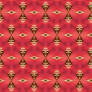 Brown Triangles on a Red Background Form a Chocolate Cherry Hourglass (small) (0592)