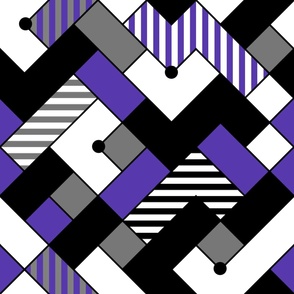 Stripes, checks, and tetris - purple gray