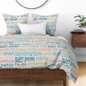 Sweet Dreams Bedding // large // word art, French, English, pink, blue, green, pastel