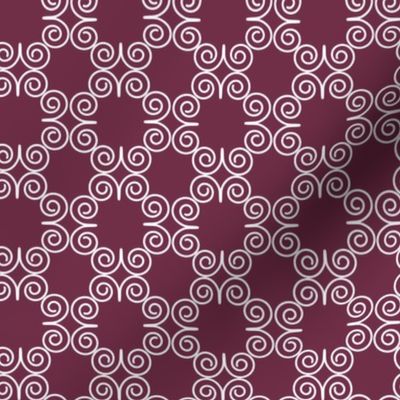 Cottage-core white geometric circle on red maroon wine