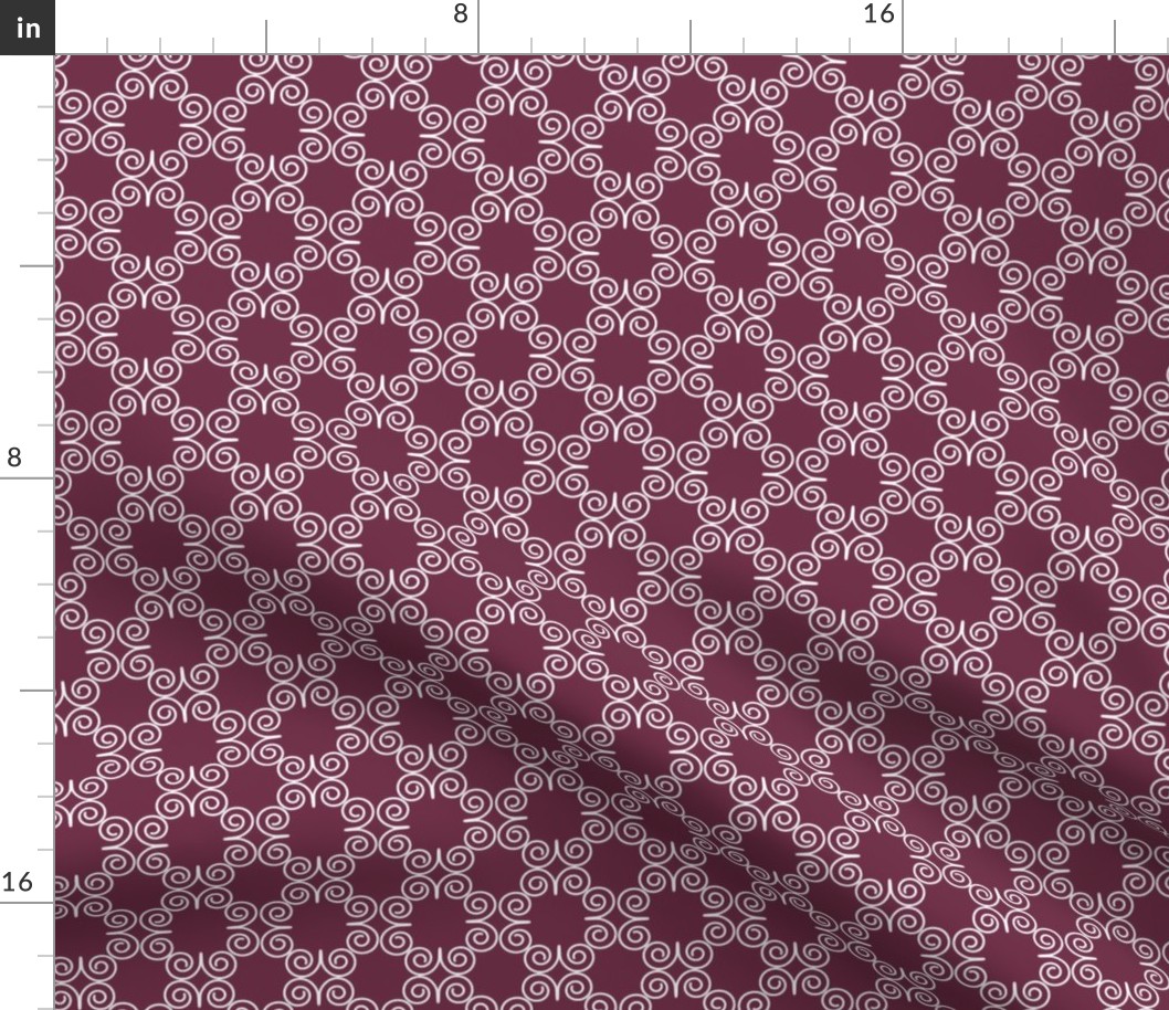 Cottage-core white geometric circle on red maroon wine