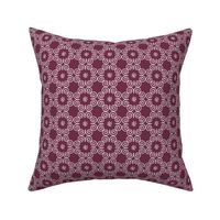 Cottage-core white geometric circle daisy on red maroon wine