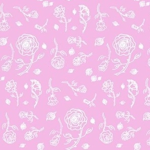 White roses on pink - small print