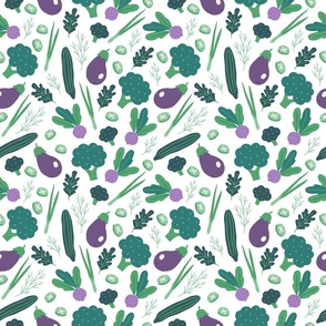 Eggplant and Broccoli Vegetable Pattern, Small