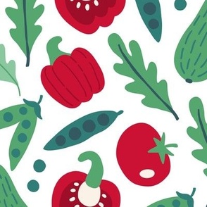 Tomato and Cucumber Vegetable Pattern, Large