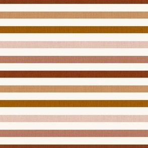 Large Scale // Rose Pink and  Desert Sand Brown Horizontal Stripes on Eggshell White 