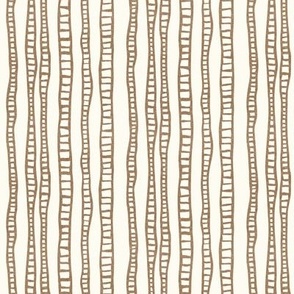 (small scale) organic vertical stripes - mud cloth ladders - golden brown - LAD23