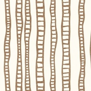 organic vertical stripes - mud cloth ladders - golden brown - LAD23