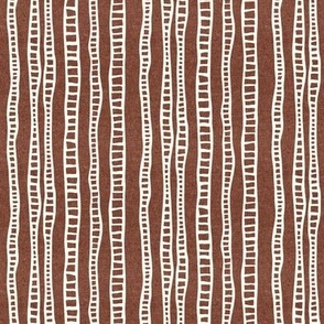 (small scale) organic vertical stripes - mud cloth ladders - rust - LAD23