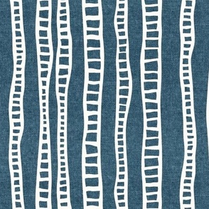 organic vertical stripes - mud cloth ladders - stone blue - LAD23