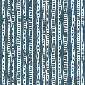 (small scale) organic vertical stripes - mud cloth ladders - stone blue - LAD23