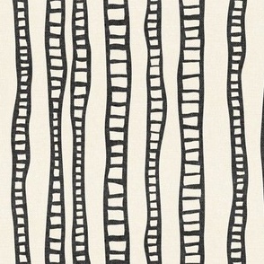 organic vertical stripes - mud cloth ladders - charcoal - LAD23