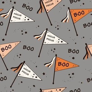 Halloween Pennants on Gray