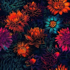 Colorful Neon Flowers