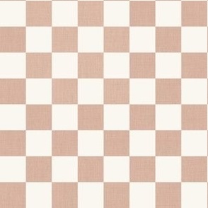Medium Scale // Blush Rose Pink Linen Checkerboard on Eggshell White