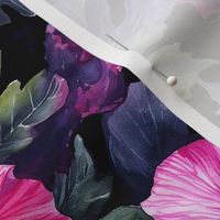 Watercolor Hibiscus (Dark III)