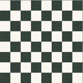 Medium Scale // Emerald Green Linen Checkerboard on Eggshell White