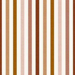 Medium Scale // Rose Pink and  Desert Sand Brown Vertical Stripes on Eggshell White