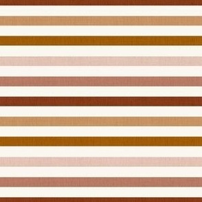 Medium Scale // Rose Pink and  Desert Sand Brown Horizontal Stripes on Eggshell White