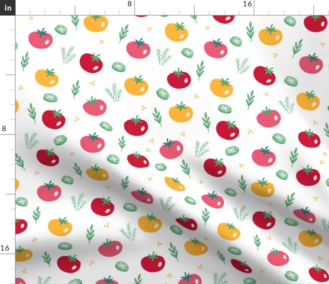 Pink Red and Yellow Garden Tomato Pattern, Medium