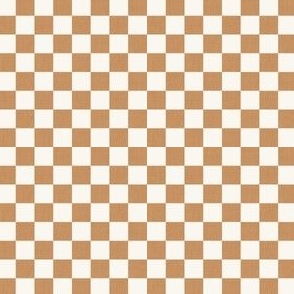 Micro Micro Scale // Desert Sand Brown Linen Checkerboard on Eggshell White 