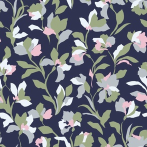 abstract tulips (navy)