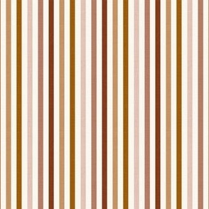 Micro Micro Scale  // Rose Pink and  Desert Sand Brown Vertical Stripes on Eggshell White 