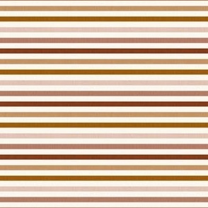 Micro Micro Scale // Rose Pink and  Desert Sand Brown Horizontal Stripes on Eggshell White 