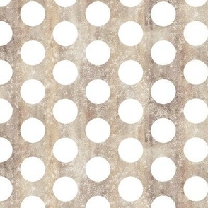 white polka dots on distressed beige/brown texture