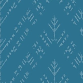 XL - Tender zigzags BOHO ornament white on cerulean blue