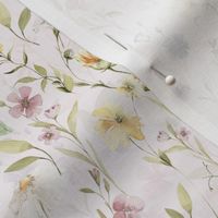 10"  Lovely Wildflowers Meadow -  for home decor Baby Girl and nursery fabric perfect for kidsroom wallpaper,kids room - blush