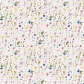 10"  Lovely Wildflowers Meadow -  for home decor Baby Girl and nursery fabric perfect for kidsroom wallpaper,kids room - blush