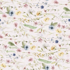 Turned left 18" - Lovely Wildflowers Meadow -  for home decor Baby Girl and nursery fabric perfect for kidsroom wallpaper,kids room - blush