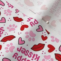 Small-Medium Scale Sloppy Kisser Funny Dogs Paw Prints Lips and Hearts