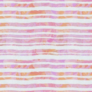 Medium scale wavy stripe pattern in peach and pink with a marble pattern and linen texture