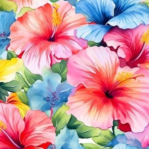 Watercolor Hibiscus (Light I)