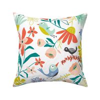 Gracie's Garden  Whimsical Bird Floral Large