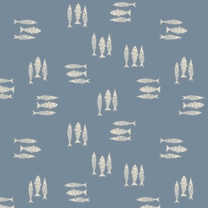 Something's Fishy Oyster on Soft Indigo Large 