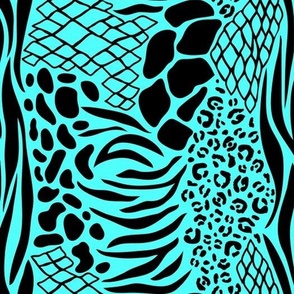 Mixed Animal Print (Aqua)