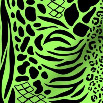 Mixed Animal Print (Neon Lime Green)