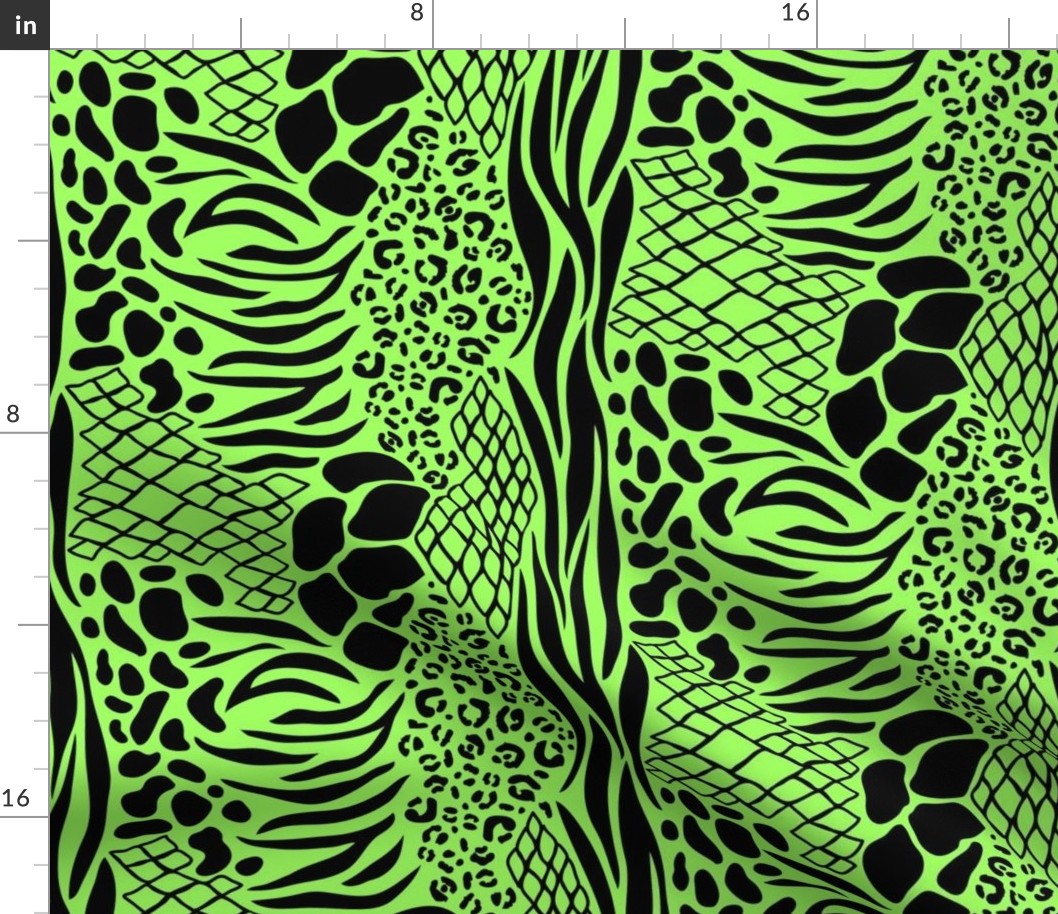 Mixed Animal Print (Neon Lime Green)