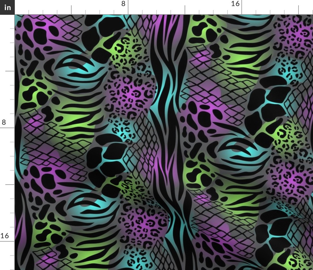 Mixed Animal Print (Dark Neon)