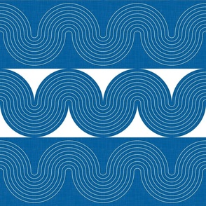 Mid Century Modern Waves - Vintage Ocean Geometry / Large
