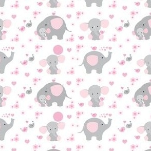 Pink Elephant Floral Baby Girl Nursery Very Small Size 